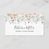 Rustikale Rose Blume Eukalyptus Grüne Visitenkarte (Vorderseite)