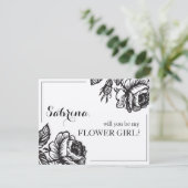 Rustikale Rose Blume werden Sie mein Blumenmädchen Einladung (Stehend Vorderseite)