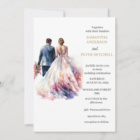 Rustikale Rose Boho Blumenzettel Einladung (Vorderseite)