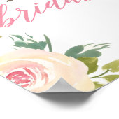 Rustikale Rose Brautparty Begrüßungszeichen Weiß Poster (Ecke)