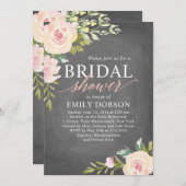 Rustikale Rose Brautparty Chalkboard Einladung (Vorne/Hinten)