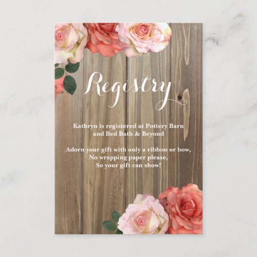 Rustikale Rose | Brautparty Einsteckkarten Begleitkarte (Vorderseite)