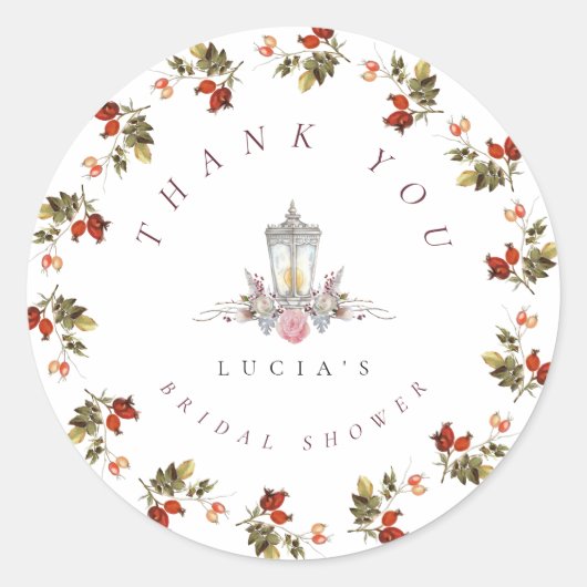 Rustikale Rose Brautparty Vielen Dank Runder Aufkleber (Vorderseite)