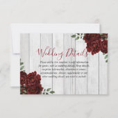 Rustikale Rose Burgund Romantische Hochzeitsempfeh Einladung (Vorderseite)