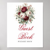 Rustikale Rosé-Burgunder-Gästebuch-Schilder-Dekora Poster (Vorne)