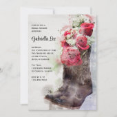 Rustikale Rose Cowboy Boots Aquarell Brautparty Einladung (Vorderseite)