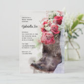 Rustikale Rose Cowboy Boots Aquarell Brautparty Einladung (Stehend Vorderseite)