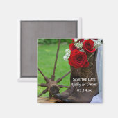 Rustikale Rose Cowboy Boots Hochzeit retten das Da Magnet (Vorderseite/Rückseite)
