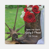 Rustikale Rose Cowboy Boots Hochzeit retten das Da Magnet (Vorne)
