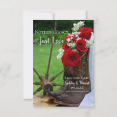 Rustikale Rose Cowboy Boots Western Hochzeit Save The Date (Vorderseite)