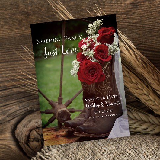 Rustikale Rose Cowboy Boots Western Hochzeit Save The Date