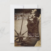 Rustikale Rose Cowboy Boots Western Hochzeit Sepia Save The Date (Vorderseite)