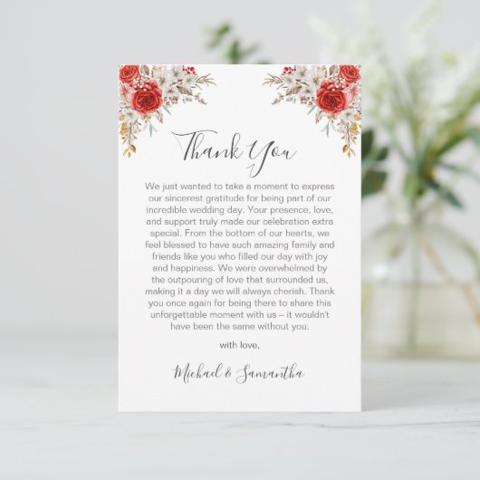 Rustikale Rose Dankeskarte (Stehend Vorderseite)