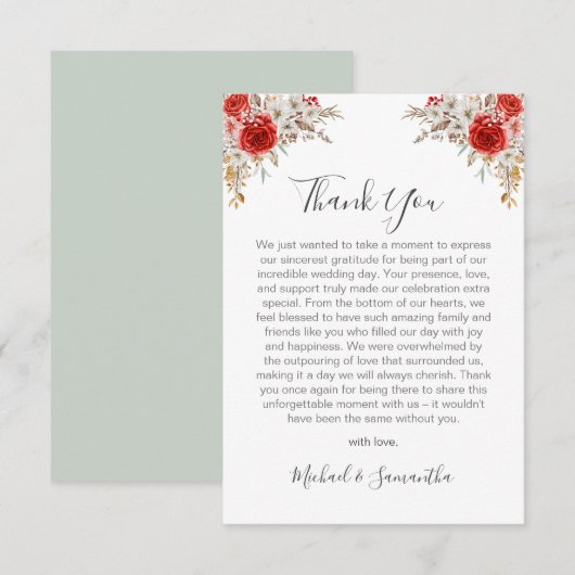 Rustikale Rose Dankeskarte (Vorne/Hinten)