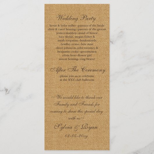 Rustikale Rose, die Elfenbeinkühe begraben Programm (Rückseite)