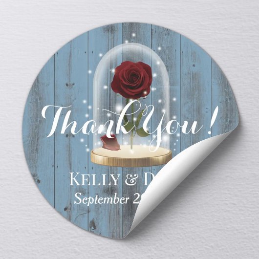 Rustikale Rose Dome Dusty Blue Wedding Runder Aufkleber