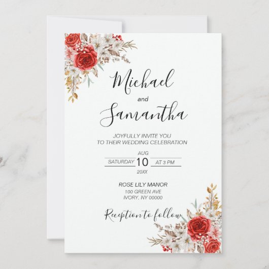 Rustikale Rose Einladung (Vorderseite)