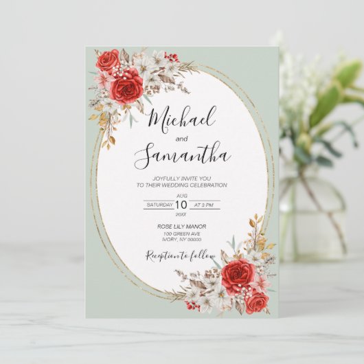 Rustikale Rose Einladung (Stehend Vorderseite)