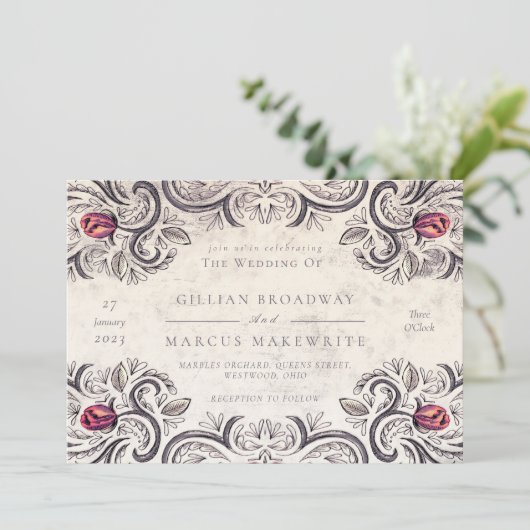 Rustikale Rose Einladung (Stehend Vorderseite)