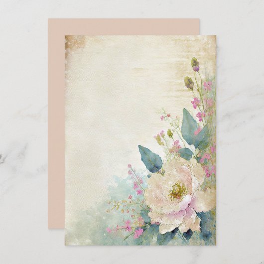 Rustikale Rose Einladung (Vorne/Hinten)