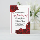 Rustikale Rose Einladung zur Hochzeit mit Blumen (Stehend Vorderseite)