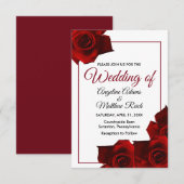 Rustikale Rose Einladung zur Hochzeit mit Blumen (Vorne/Hinten)
