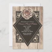 Rustikale Rose Elegant Leichte Holz Diamant Einlad Einladung (Vorderseite)