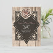 Rustikale Rose Elegant Leichte Holz Diamant Einlad Einladung (Stehend Vorderseite)