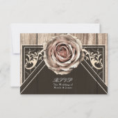 Rustikale Rose Elegante Light Wood Wedding RSVP Ca (Rückseite)