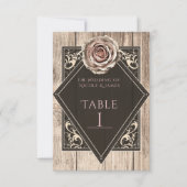 Rustikale Rose Elegante Tischnummer (Vorderseite)