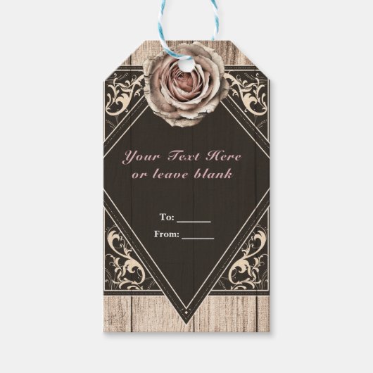 Rustikale Rose Elegantes Gastgeschenk aus hellem H Geschenkanhänger (Vorderseite)