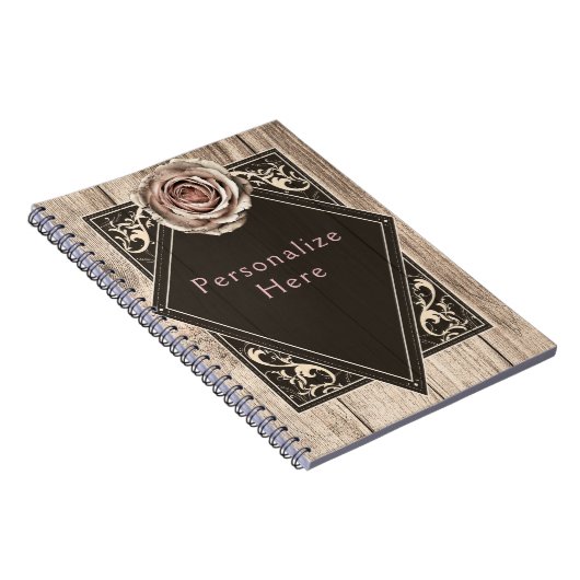 Rustikale Rose Elegantes Leichtholz Diamant Custom Notizblock (Rechte Seite)
