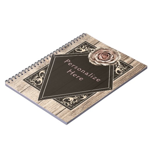 Rustikale Rose Elegantes Leichtholz Diamant Custom Notizblock (Linke Seite)