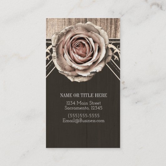 Rustikale Rose Elegantes Leichtholz Diamant Custom Visitenkarte (Rückseite)