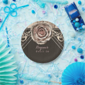 Rustikale Rose Elegantes Party aus hellem Holz Pappteller (Party)