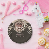 Rustikale Rose Elegantes Party aus hellem Holz Pappteller (Party)