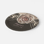 Rustikale Rose Elegantes Party aus hellem Holz Pappteller (Schrägansicht)