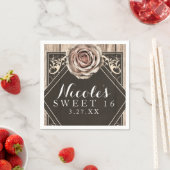 Rustikale Rose Elegantes Party aus hellem Holz Serviette (Beispiel)