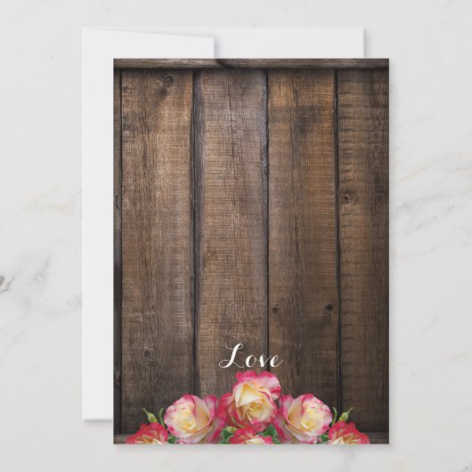 Rustikale Rose Fairy Lights Hochzeitsempfang Einladung (Rückseite)