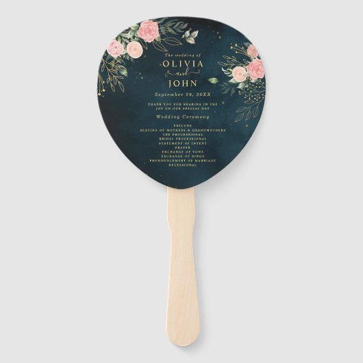 Rustikale Rose floral Dusty Pink Romance Fächer (Vorderseite)