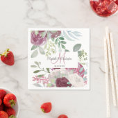 Rustikale Rose Floral Watercolor Burgund Hochzeit Serviette (Beispiel)