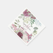 Rustikale Rose Floral Watercolor Burgund Hochzeit Serviette (Ecke)
