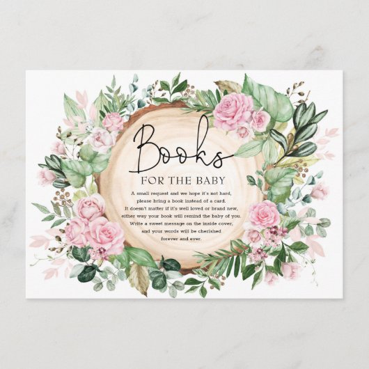 Rustikale Rose Garden Grünbücher für Babymädchen Begleitkarte (Vorderseite)