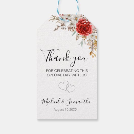 Rustikale Rose Geschenkanhänger (Rückseite)