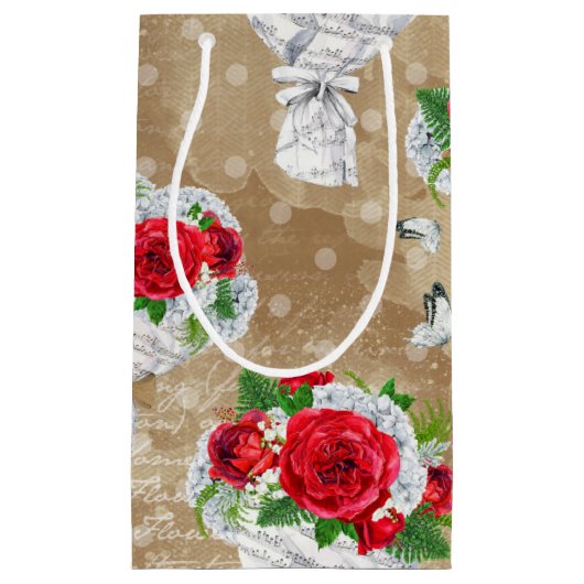 Rustikale Rose Geschenktasche Kleine Geschenktüte (Vorderseite)