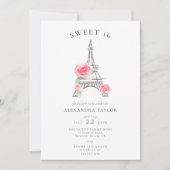 Rustikale Rose Glitzer Eiffel Paris Minimal Sweet  Einladung (Vorderseite)
