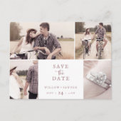Rustikale Rose Gold 4 Fotovorlage Save the Date Einladungspostkarte (Vorderseite)