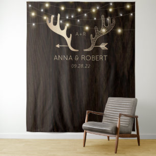 Rustikale Rose Gold Antlers Arrow Hochzeit Wandteppich
