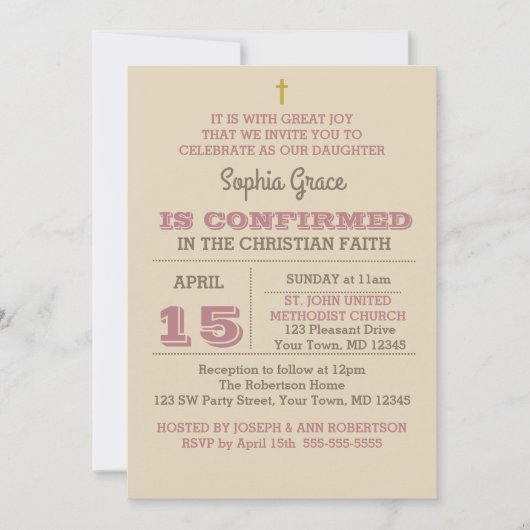 Rustikale Rose Gold Bestätigung Einladung (Vorderseite)