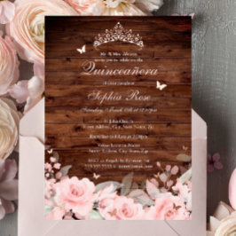 Rustikale Rose Gold Butterfly Quinceanera Folieneinladung